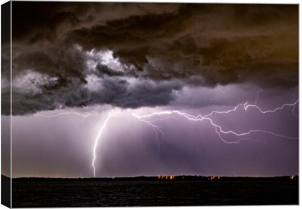 Lightning Cloud to Ground and Cloud to Air Canvas Print by Antonio Ribeiro