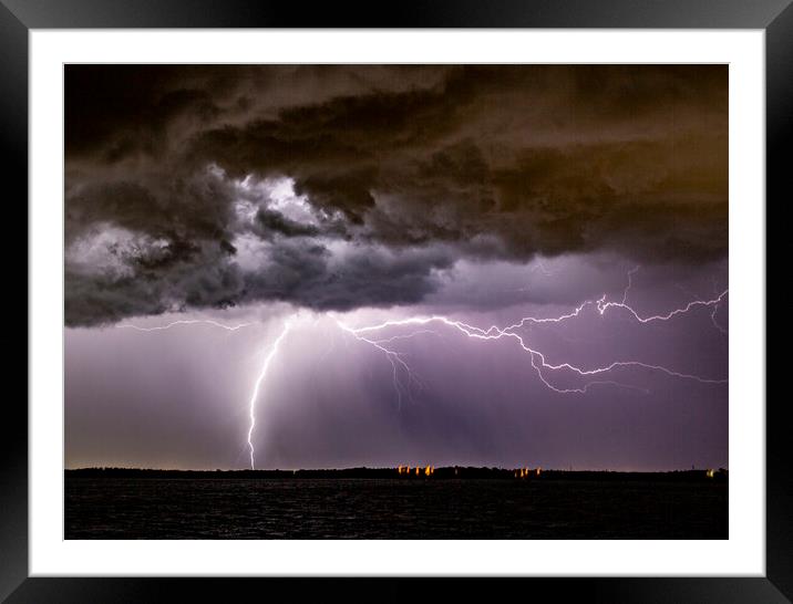 Lightning Cloud to Ground and Cloud to Air Framed Mounted Print by Antonio Ribeiro