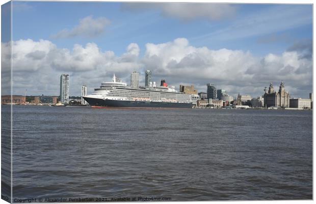 Cruiseship      Queen Elizabeth        Leaving     Canvas Print by Alexander Pemberton