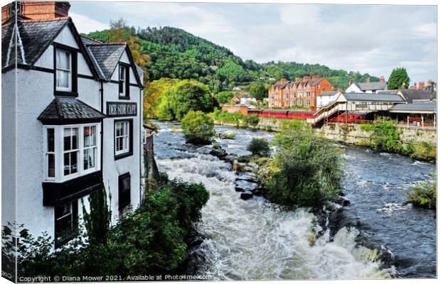 The River at Llangollen Canvas Print by Diana Mower