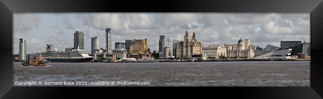 Liverpool Waterfront with Cunard Queen Elizabeth Framed Print by Bernard Rose Photography
