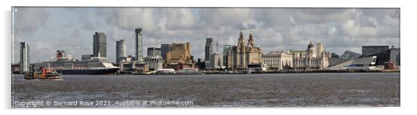 Liverpool Waterfront with Cunard Queen Elizabeth Acrylic by Bernard Rose Photography