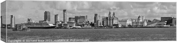 Liverpool Waterfront with Cunard Queen Elizabeth Canvas Print by Bernard Rose Photography