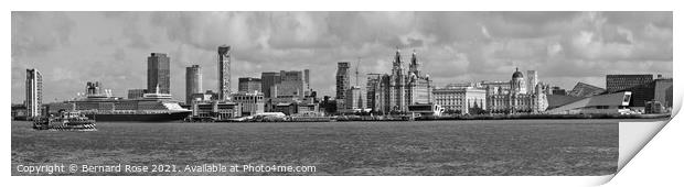 Liverpool Waterfront with Cunard Queen Elizabeth Print by Bernard Rose Photography