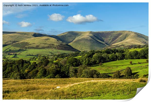 The Howgill Fells seen from Garsdale Cumbria Print by Nick Jenkins