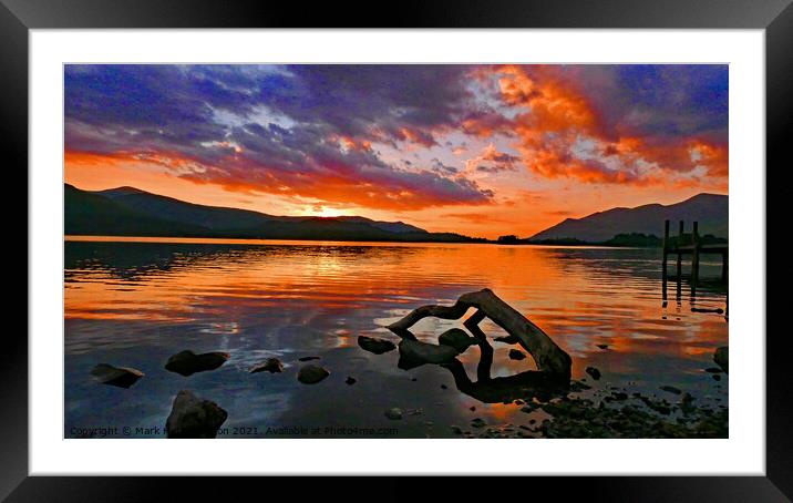 Derwentwater sunset Framed Mounted Print by Mark Hetherington