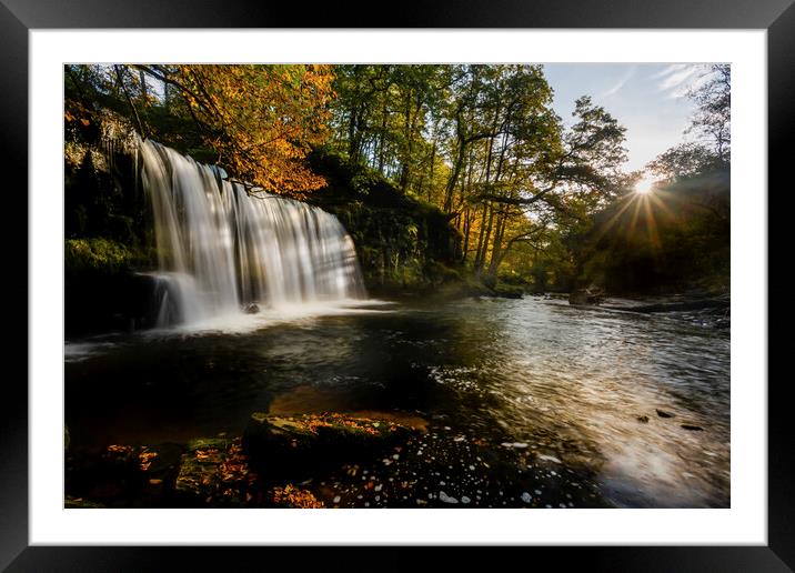 Sgwd Ddwli Uchaf waterfalls South Wales Framed Mounted Print by Leighton Collins