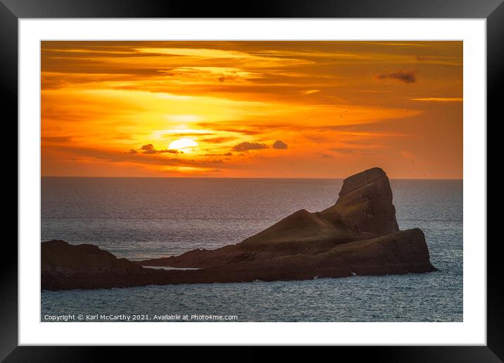 Worms Head Sunset Framed Mounted Print by Karl McCarthy