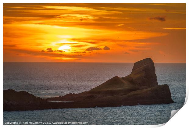 Worms Head Sunset Print by Karl McCarthy