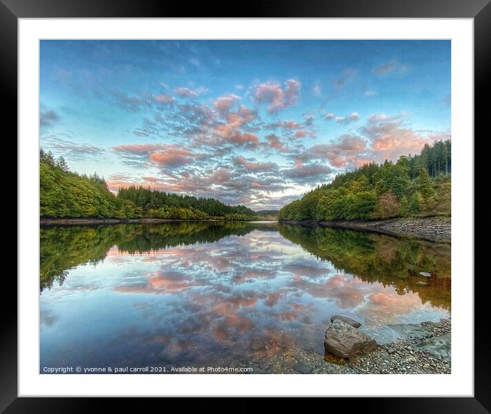 Sunset reflections on Loch Drunkie  Framed Mounted Print by yvonne & paul carroll