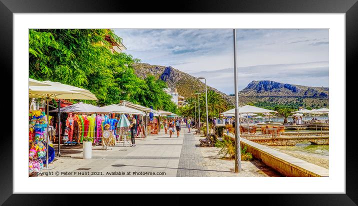 Shops On The Pine Walk Puerto Pollensa Framed Mounted Print by Peter F Hunt