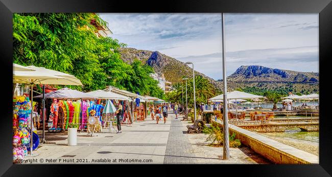 Shops On The Pine Walk Puerto Pollensa Framed Print by Peter F Hunt