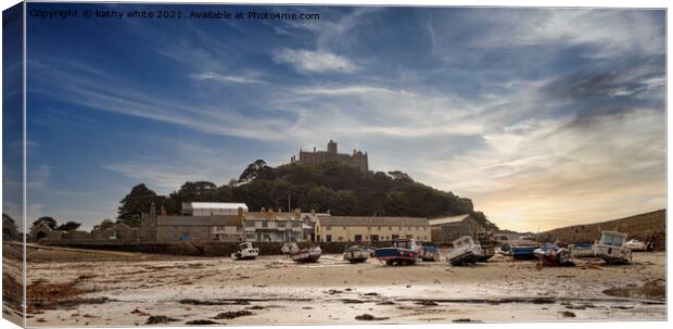 St Michaels mount Cornwall low tide Canvas Print by kathy white