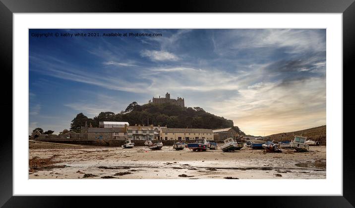 St Michaels mount Cornwall low tide Framed Mounted Print by kathy white