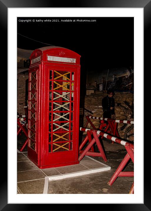 Old red phone box in the war Framed Mounted Print by kathy white