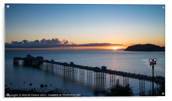 New day dawning over Llandudno pier 611  Acrylic by PHILIP CHALK