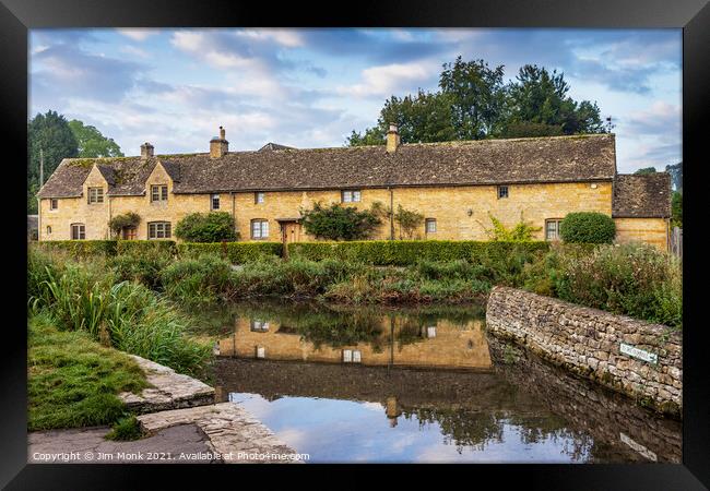 Cotswold Cottages, Lower Slaughter  Framed Print by Jim Monk