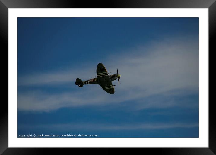 Battle of Britain Spitfire. Framed Mounted Print by Mark Ward