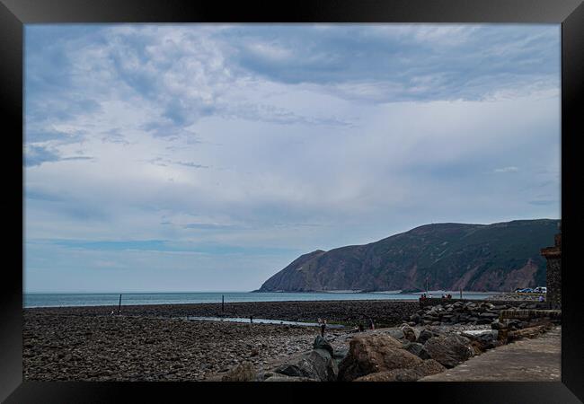 Blacklands Beach Lynmouth Framed Print by Steve Purnell