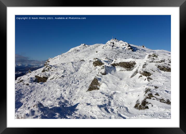 Summit of Ben Ledi in Winter Framed Mounted Print by Navin Mistry