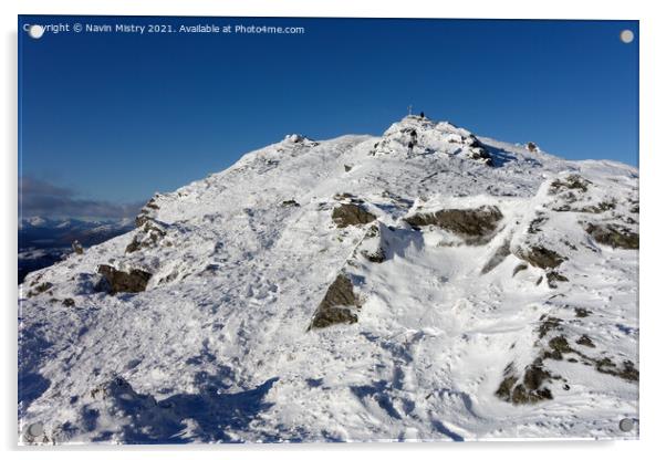 Summit of Ben Ledi in Winter Acrylic by Navin Mistry