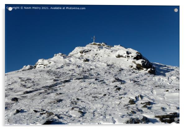 The Summit of Ben Ledi in Winter Acrylic by Navin Mistry