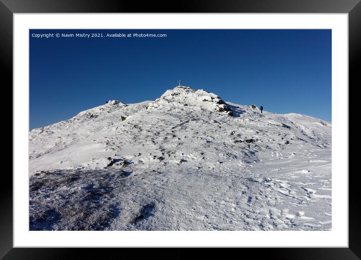 The summit of Ben Ledi in Winter Framed Mounted Print by Navin Mistry