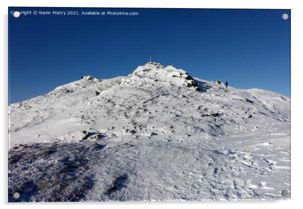 The summit of Ben Ledi in Winter Acrylic by Navin Mistry