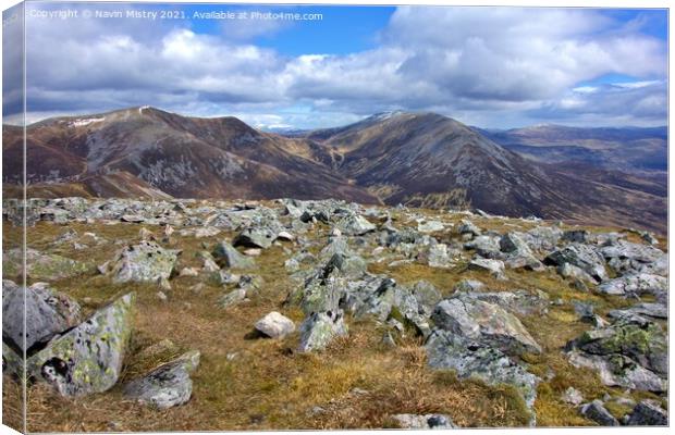 A view of the summit of Beinn a’ Ghlò  Canvas Print by Navin Mistry