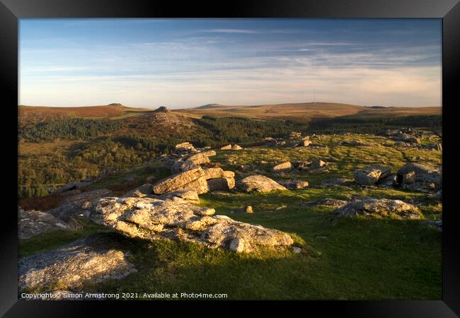 Dartmoor from Sheepstor Framed Print by Simon Armstrong