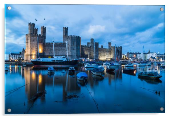 Caernarfon waterfront at twilight Acrylic by Jason Wells