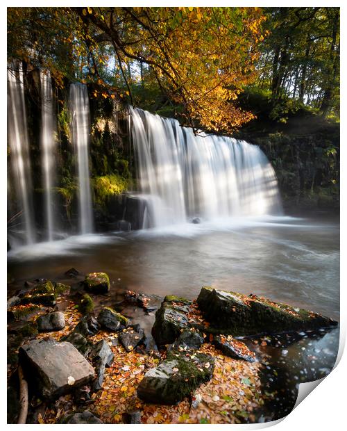 Autumn at Sgwd Ddwli Uchaf waterfall Print by Leighton Collins