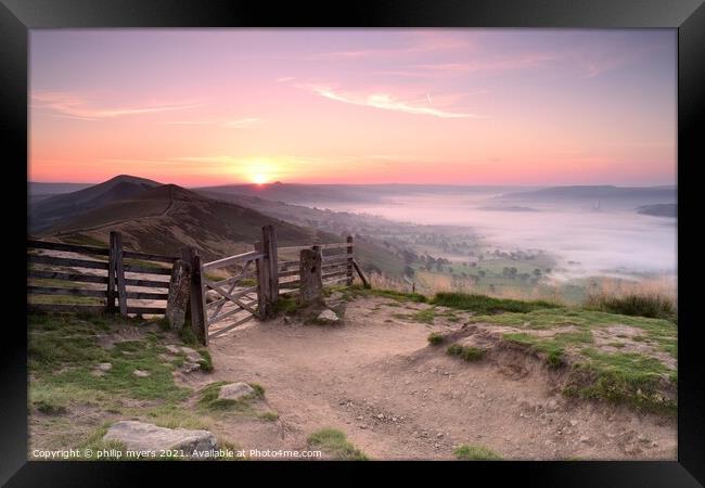 Gateway To Sunrise Framed Print by philip myers