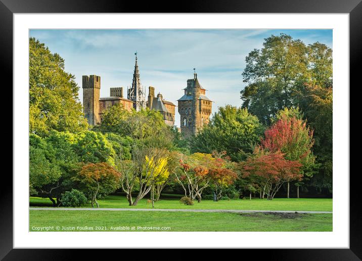 Cardiff Castle from Bute Park, Cardiff, Wales Framed Mounted Print by Justin Foulkes