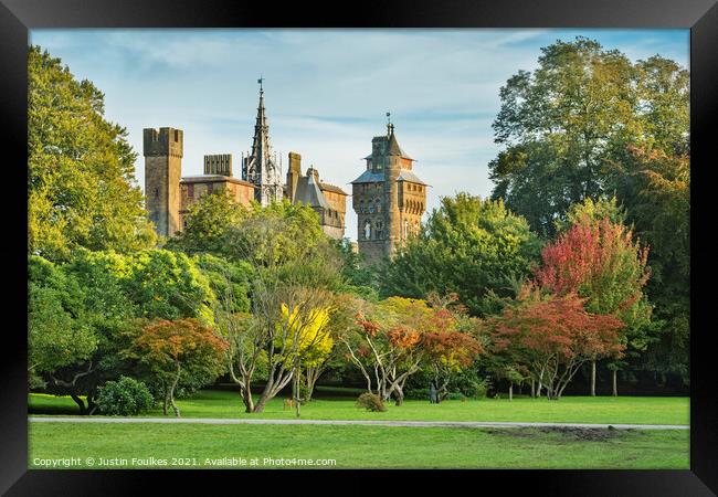 Cardiff Castle from Bute Park, Cardiff, Wales Framed Print by Justin Foulkes