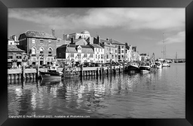 Weymouth Harbour Dorset Black and White Framed Print by Pearl Bucknall