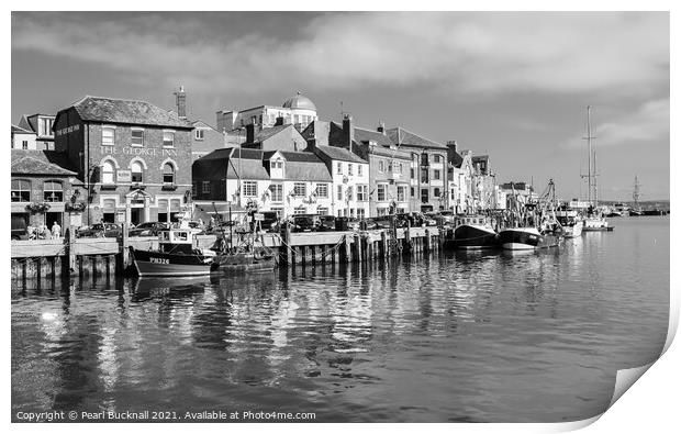 Weymouth Harbour Dorset Black and White Print by Pearl Bucknall
