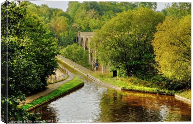 Chirk Aqueduct Early Autumn Canvas Print by Diana Mower
