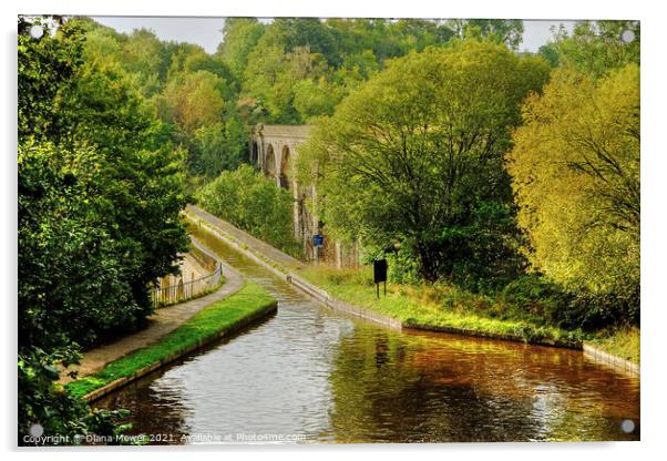 Chirk Aqueduct Early Autumn Acrylic by Diana Mower