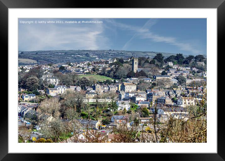 Helston Cornwall from Porthleven Hill Framed Mounted Print by kathy white