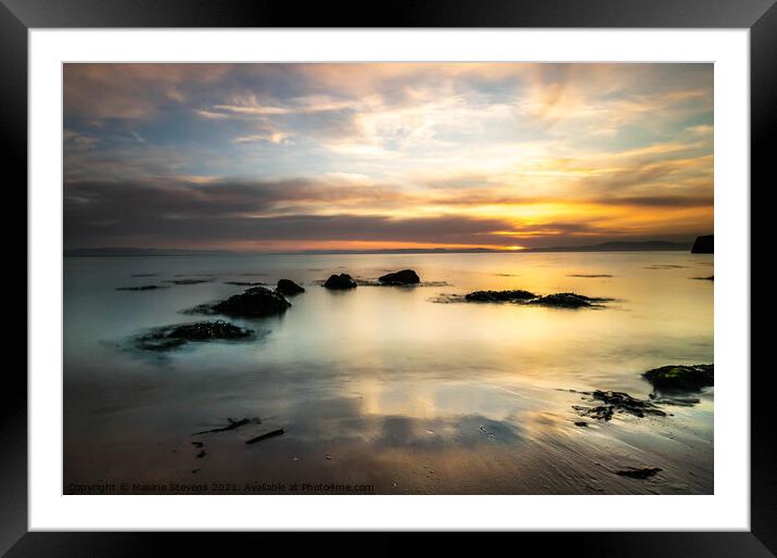 Sunset at Portmahomack Beach Framed Mounted Print by Maxine Stevens