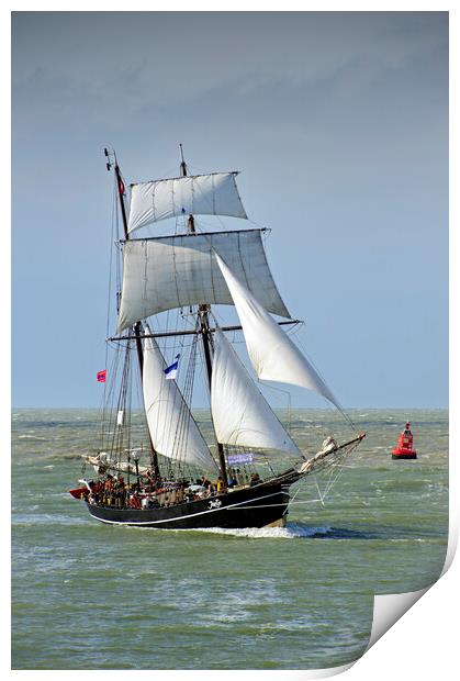 Schooner Jantje Sailing the North Sea Print by Arterra 