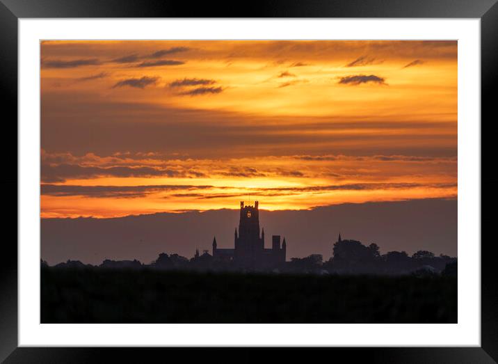 Dawn over Ely Cathedral, 12th October 2021 Framed Mounted Print by Andrew Sharpe