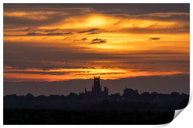 Dawn over Ely Cathedral, 12th October 2021 Print by Andrew Sharpe