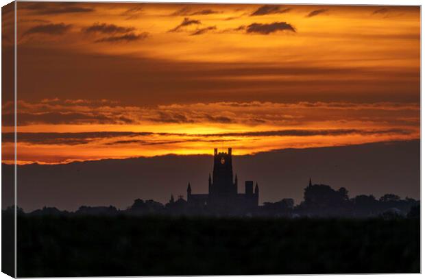 Dawn over Ely Cathedral, 12th October 2021 Canvas Print by Andrew Sharpe