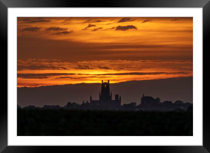 Dawn over Ely Cathedral, 12th October 2021 Framed Mounted Print by Andrew Sharpe
