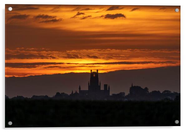 Dawn over Ely Cathedral, 12th October 2021 Acrylic by Andrew Sharpe