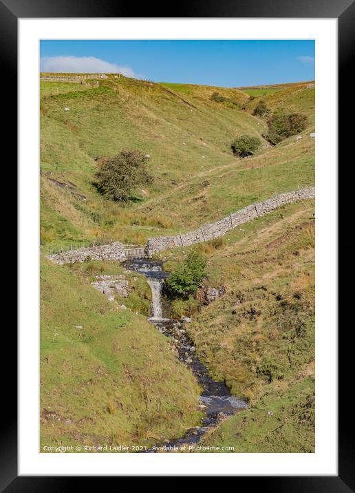 Teesdale Sike and Waterfall Framed Mounted Print by Richard Laidler