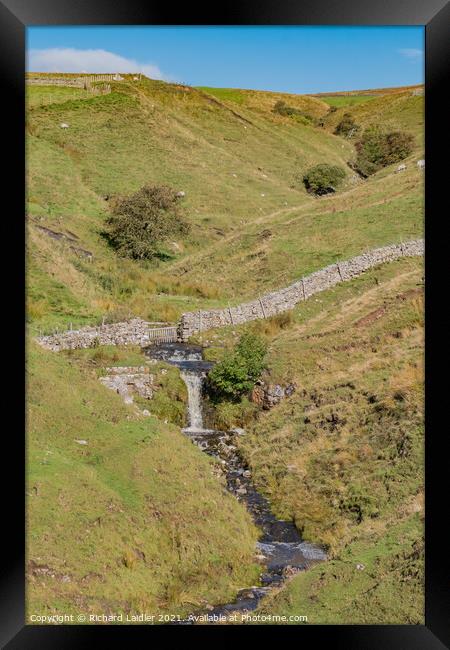 Teesdale Sike and Waterfall Framed Print by Richard Laidler