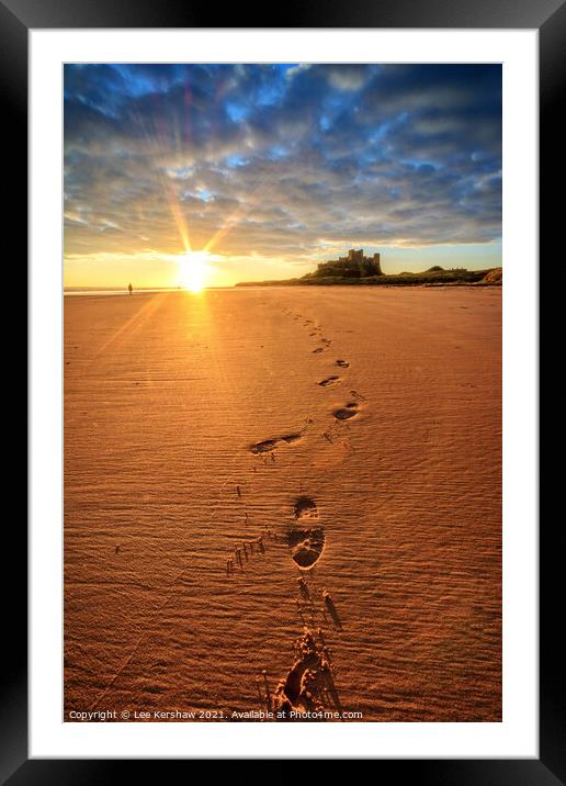 Footsteps from Bamburgh Castle Framed Mounted Print by Lee Kershaw